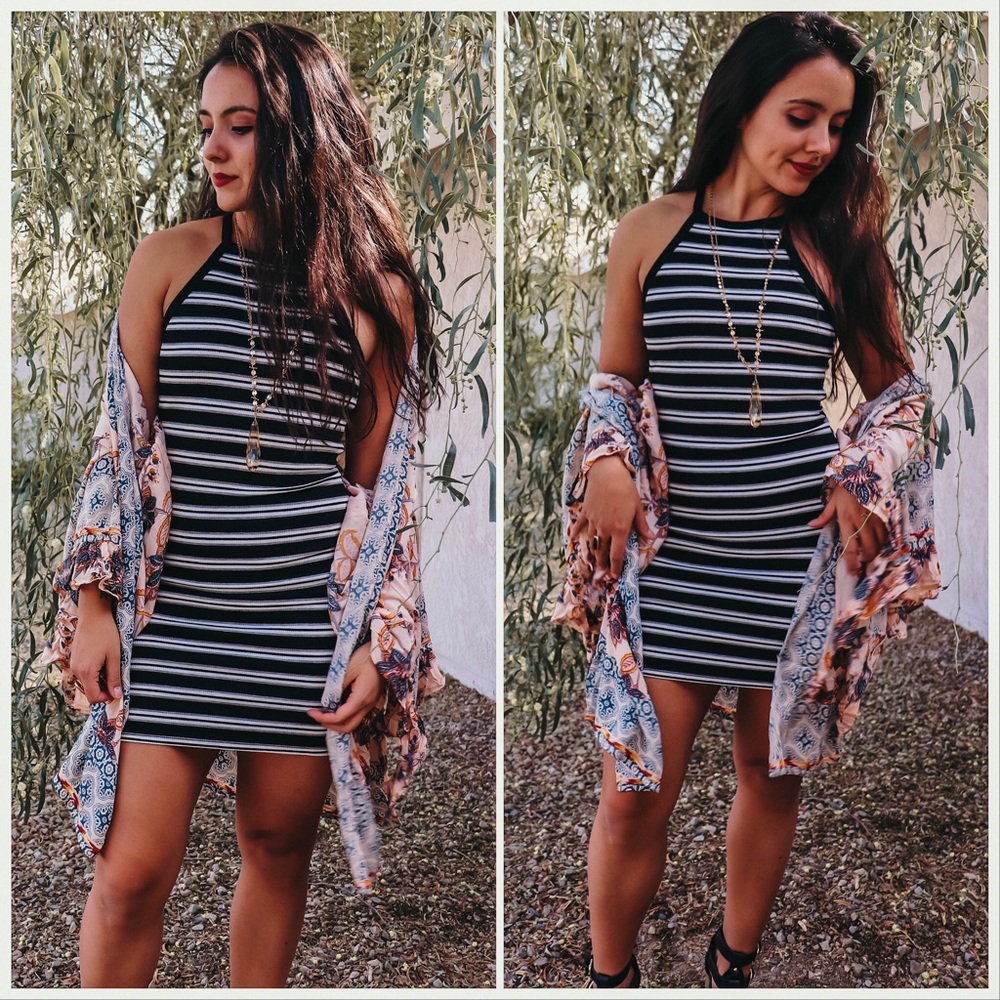 Black and White Mini Striped Dress